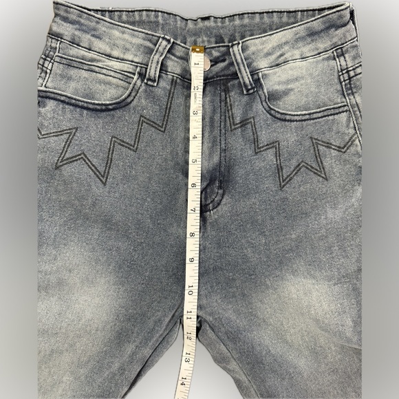 NWT Road Markings Embroidered Western Flare Jeans Blue S - Picture 5 of 9